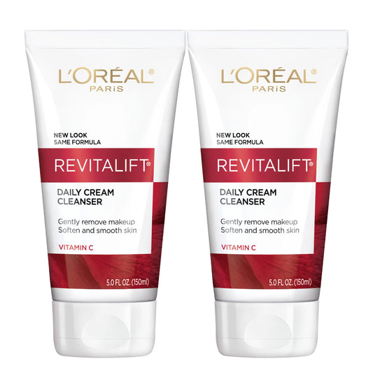 LOreal Paris Revitalift Daily Cream Cleanser Gentle Makeup Remover Face Wash with Vitamin C 5 fl. oz (Pack of 2)